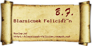 Blazsicsek Felicián névjegykártya
